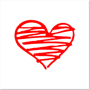 Doodle Red Heart. Love Symbol Posters and Art